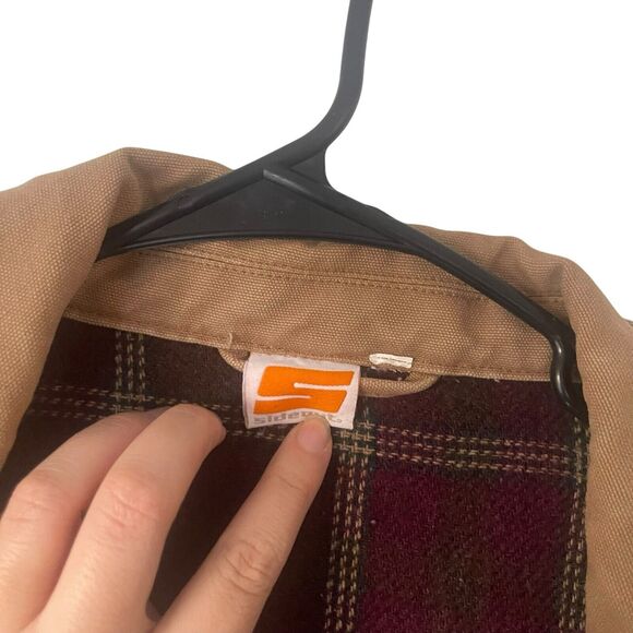 Sideout Vintage 90s Size XL Khaki Canvas Workwear Wool Lined Chore Coat Jacket - Picture 6 of 9